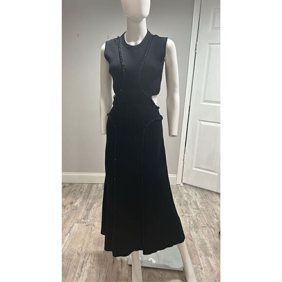 Aje Sculptra Arp Black Cut-Out Midi Dress Size Medium - Picture 5 of 11